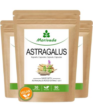 Astragalus in Capsule-1600mg of Root Powder with 112mg of Polysaccharides-Monthly Package-Immune System Anti-Aging Cardiovascular System-Vegan and Gluten Free-by MoriVeda – 3x90 Pieces