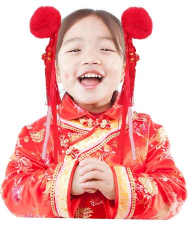 FRCOLOR 2 Pairs Antique Hairpin Pom Hair Clips Tassel Hairpin Red Pompoms Vintage Tassel Hair Clip Hanfu Hair Clips Hanfu Headwear Qipao Hair Clips Chinese Style Issue Card Child Fabric - Buy Online on GoSupps.com