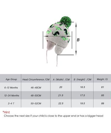 LANGZHEN Toddler Kids Infant Winter Hat Earflap Knit Fleece Beanie - Grey-Green Dinosaur Design | 1-2 Years - Buy Online on GoSupps.com