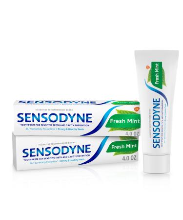 Sensodyne Fresh Mint Sensitive Toothpaste, Cavity Prevention and Sensitive Teeth Treatment - 4 Ounces (Pack of 2)