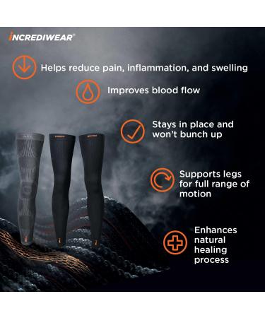 Incrediwear Leg Sleeve 2pk - Full Length Leg Sleeves for Pain Relief & Muscle Recovery | Reduce Swelling Promote Circulation | Unisex Black Medium - Buy Online on GoSupps.com