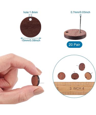 Pandahall 20 Pairs Walnut Wood Flat Round Earring Findings, Coconut Brown Dangle Stud Pendants - DIY Wooden Earrings Making - Buy Online on GoSupps.com