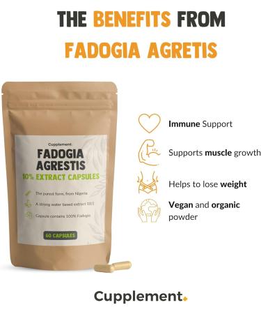Cupplement Fadogia Agrestis 60 Capsules - 10% Extract 500 MG | 4 Sachets + Free Pillbox - Superfood 5 Pack - Buy Internationally - Buy Online on GoSupps.com