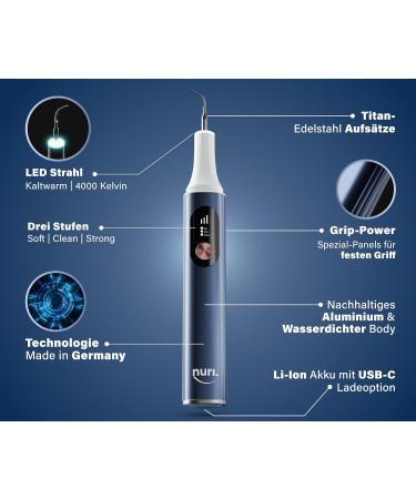 Nuri Tartar Remover | 99% Dental Plaque & Tartar Removal | Sensor Technology | Eco-Friendly Aluminum | 3 Cleaning Modes | Modern Tooth Cleaning Set - Buy Online on GoSupps.com