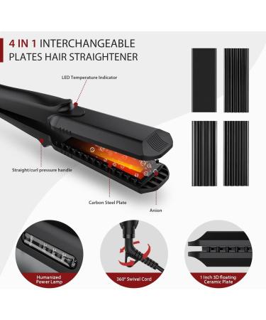 Pulla 4-in-1 Hair Straightener and Crimper - Tourmaline Ceramic Flat Iron with Adjustable Temperature for Salon-Quality Styling - Ideal for All Hair Types - Buy Online on GoSupps.com