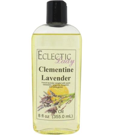 Clementine Lavender Bath Oil by Eclectic Lady - Scented Bath Oil - Relaxing & Moisturizing Bathing Oil - Fragrance Body Oil For Dry & Rough Sensitive Skin - Body Daily Nourishing Shower Oil (8 oz) 8 Ounce