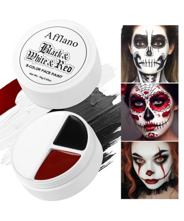 Afflano Halloween Face Paint White Black Red 76g Clown Body Paint Black White Theater Festival Cosplay Fx Body Grimage Red Black Wh