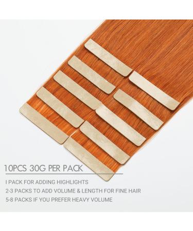Hotlulana 100% Real Hair Tape Extensions - Orange Skin Weft 20 Inch Soft & Invisible 10 Pack - Buy Online on GoSupps.com