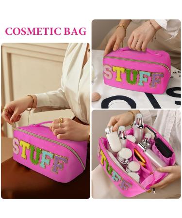 Aucuu Premium Nylon Cosmetic Bag Travel Organizer - Large Capacity Waterproof Zipper Bag for Women (Pink) - Buy Online on GoSupps.com
