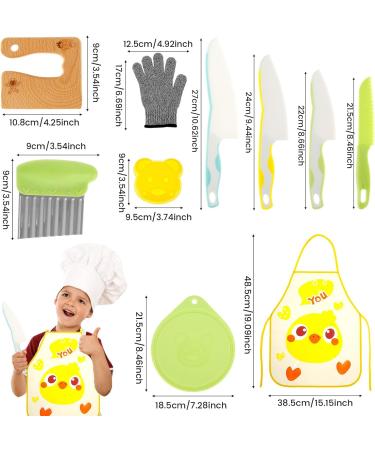 Abizarch 25Pcs Kids Cooking Set Safe Kids Kitchen Cutter Set Montessori Kitchen Tools with Cutters Potato Chipper Peeler Oversleeves Bear Sandwich Mould Chopping Bboard Gloves Apron Fruits Forks for C Picture money - Buy Online on GoSupps.com