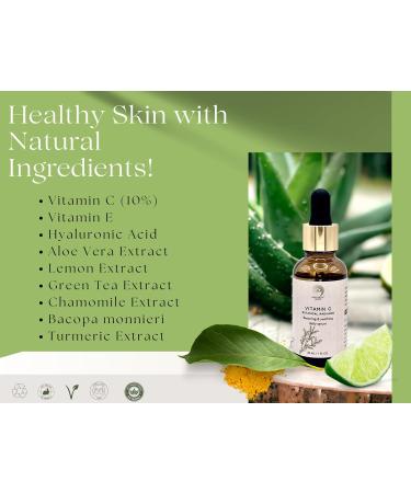 Vitamin C Face Serum - Brightening & Hydrating Anti-Aging Formula with Hyaluronic Acid Turmeric & Green Tea for Glowing Skin Dark Spot & Fine Line Reduction - 1 Fl Oz - Buy Online on GoSupps.com