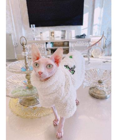 TENGTUD Hairless Cat Clothes Autumn And Winter Thicken Sphynx/Devon Cat White Coat-XL - Buy Online on GoSupps.com