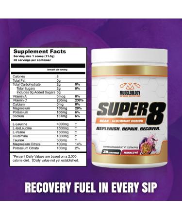 Super 8 BCAA & Electrolyte Blend - Post-Workout Recovery Supplement (30 Servings Maracuya) - High Performance Muscle Building Formula International Shipping Available - Buy Online on GoSupps.com