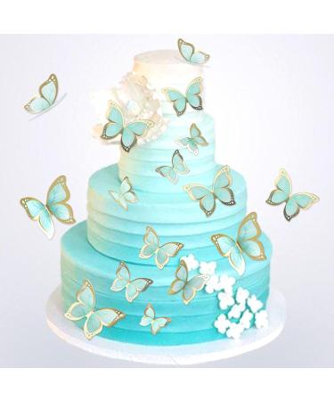 Blumomon 30-Piece 3D Butterfly Cake Topper Decorations - Green & Gold Border Mixed Sizes for Weddings Baby Showers & Birthdays - Perfect Cupcake Picks - Buy Online on GoSupps.com