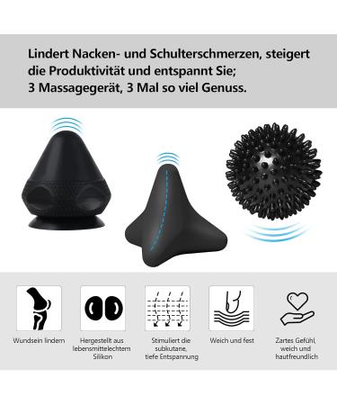 Rymall Trigger Point Presser Massage Device with Hedgehog Ball Painless Muscle Pain Relief Set with Suction Cup & Bag (Black & Blue) for Self-Massage - Buy Online on GoSupps.com