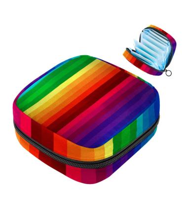 Storage bags for women's binding with colorful rainbow paintings large menstrual cup pocket with zipper periodic inserts bags panty liners tampons for girls and women multicolored 09