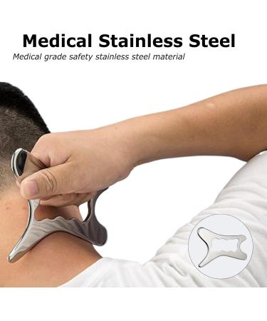 Stainless Steel Gua Sha Tool | 5.9x3.2 Inch Muscle Scraping for Pain Relief & Fatigue | Body Gua Sha with Handle for Back Legs Arms Neck & Shoulders - International Shipping Available - Buy Online on GoSupps.com