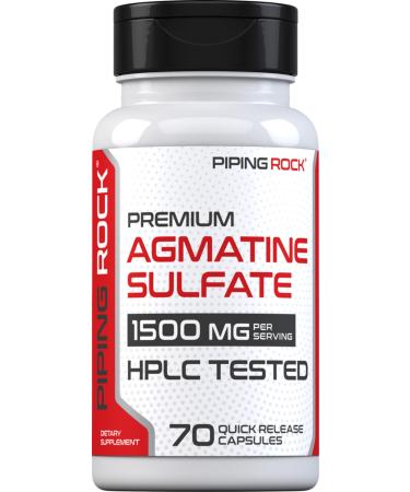 Piping Rock Agmatine Sulfate Capsules | 1500mg | 70 Pills | Premium Grade Supplement | Non-GMO Gluten Free