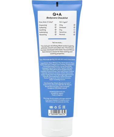 Q+A Salicylic Acid Body Wash 250ml - Exfoliating Shower Gel with Green Tea Extract - Buy Online on GoSupps.com