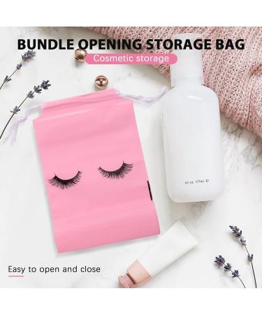 100 Pieces Pink Eyelash Aftercare Bags | Plastic Makeup & Toiletry Pouches | Travel Cosmetic Bags with Drawstring - Buy Online on GoSupps.com