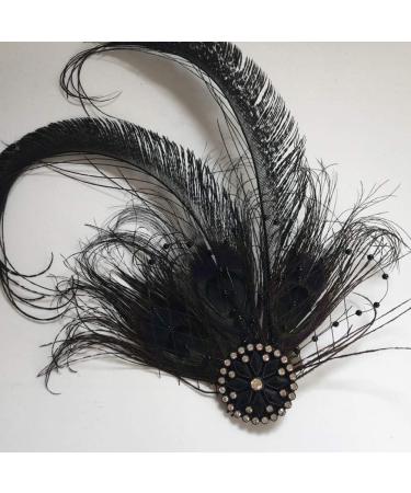 Fenical 1920s Black Feather Hair Clip | Gatsby Costume Flapper Accessory | International Shipping - Buy Online on GoSupps.com