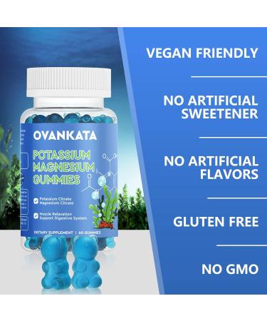 OVANKATA Potassium Magnesium Gummies - High Absorption Chewable Supplements for Leg Cramps & Muscle Relaxation - 60 Count (Pack of 1) - Buy Online on GoSupps.com