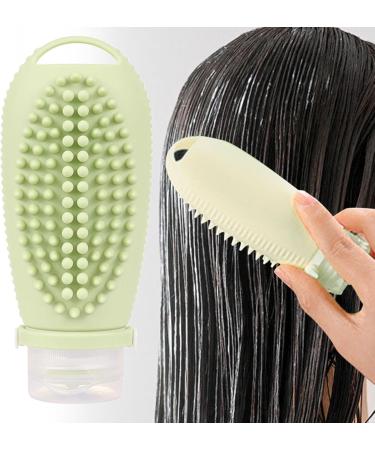 Oshhni 2 in 1 Hair Shampoo Brush & Travel Bottle - 100ml Cleaning Brush - Creative Green Gifts for Hair Care - Buy Online on GoSupps.com