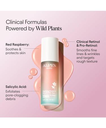 Alpyn Clarifying Facial Oil with Retinol & Pink Algae | Clear Congestion Smooth Fine Lines & Boost Radiance | 1 Fl Oz - Buy Online on GoSupps.com