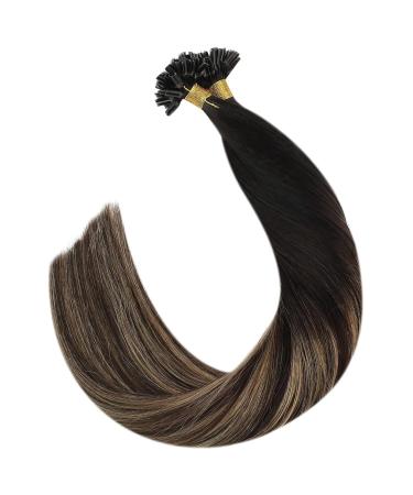 UGEAT BONDING Extensions - 40cm Real Hair UTIP #1B/4/27 | Keratin Bonding Hair Extensions | 50g 50 Strands | Black to Dark Brown & Caramel Blonde 16 Inch - Buy Online on GoSupps.com