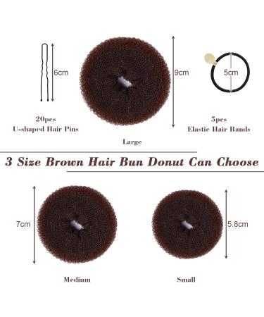 INBOLM 6 Pcs Hair Donuts for Buns Donut Bun Maker Set Hair Doughnuts Bun Makers for Hair Paddingwith 20 Pcs U-Shaped Hair Pins and 5 Pcs Elastic Bands for Girls Kids and Women (Brown) - Buy Online on GoSupps.com