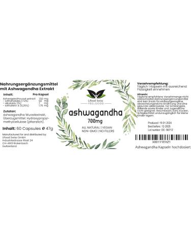 Ashwagandha High Dose 7000mg | 10:1 Extract Vegan Capsules | 50mg Withanolides | 60 Days Support - Premium Quality - Buy Online on GoSupps.com