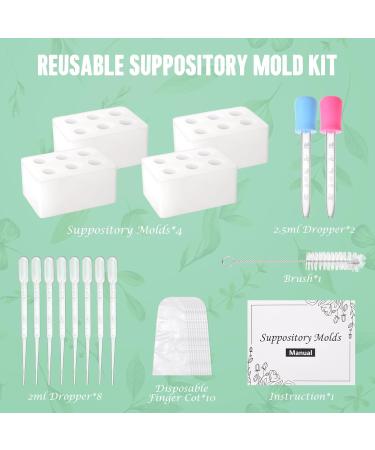 Reusable Silicone Suppository Molds Kit - 2ML 4 Mold Trays & 10 Droppers | International Shipping Available - Buy Online on GoSupps.com