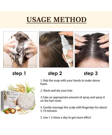 Rice Water for Hair Growth Rice Hair Care Set with Rice Water Shampoo Bar and Rice Water Spray Shampoo Soap for Hair Growth Nourishing Volumizing & Strengthening - Buy Online on GoSupps.com