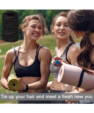 100 pcs Black Elastic Hair Ties - No Metal Bands for Women, Girls, Men - Thick, Heavy, Curly Hair - 4mm - Buy Online on GoSupps.com