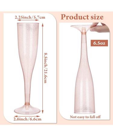 Honeydak 60 Pack Rose Gold Glitter Plastic Champagne Flutes - Elegant Disposable Toasting Glasses for Wedding & New Years Parties - Buy Online on GoSupps.com