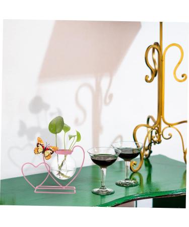 Zerodeko Wrought Iron Hydroponic Flower Pot Plein Air Frames Freesia Greenery Wall Vases for Flowers Green Plant Pot Cactus Plant Terrarium Glass Desktop Office Decorations Pink Pink 20.5X8CM - Buy Online on GoSupps.com