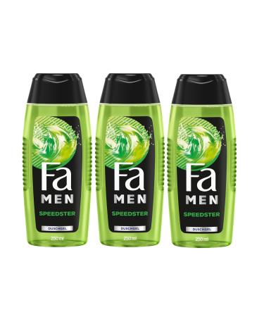 handle FA Shower Gel Men Speedster with taurine 3 x 250 ml 2in1 formula for body and hair activate your body mind & senses with the refreshing scent of citrus and lemongrass
