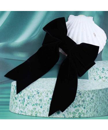 Inilbran Vintage Satin Bow Hair Barrettes Long Tassel Bow Hair Clips Winter Velvet Ribbon Bow Hair Clip Barrette French Bowknot Hairclip Decorative Hair Accessories for Women and Girls Headdress Black - Buy Online on GoSupps.com