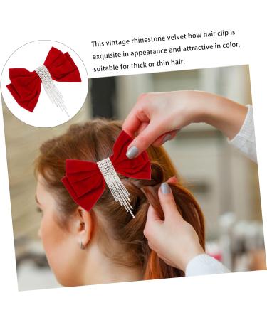 Beaupretty Crystal Decor hairpin bowknot headwear hair bows big hair bow barrette red hair for women Crystal Hair Bow Barrettes hair bow tie French rhinestones clip Wedding Hair Accessories - Buy Online on GoSupps.com