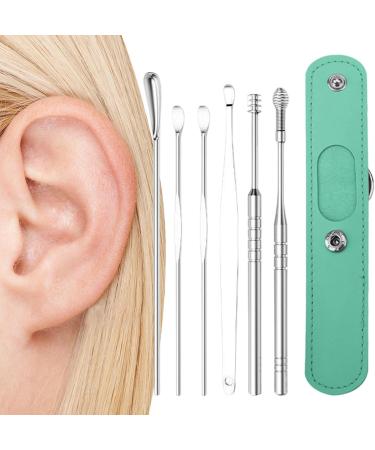 Ear Wax Removal - 6 in 1 Professional Ear Cleaner Kit with PU Storage Bag - Ear Wax Cleaner for Family Friends Adults and Kid Bairong Green - Buy Online on GoSupps.com