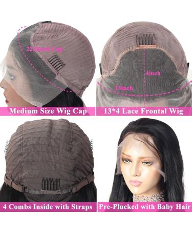 YUONSEE 13x4 Brazilian Body Wave Lace Front Human Hair Wig - 22 inch Natural Black | Pre Plucked HD Transparent Lace, 150% Density, Baby Hair | For Black Women - Buy Online on GoSupps.com