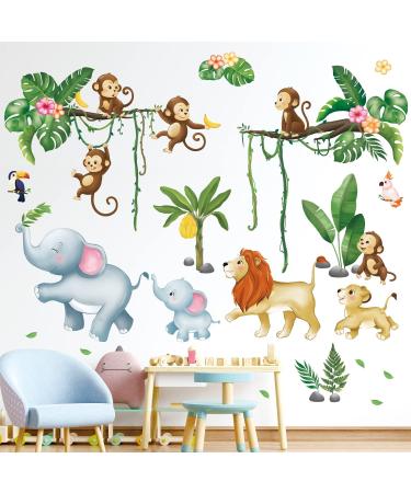 DECOWALL Jungle Animals Tree Wall Decals - Monkey Lion Wall Stickers for Nursery & Kids Room D cor - Buy Online on GoSupps.com