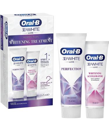 Oral-B 3D White Luxe Perfection Whitening Treatment Toothpaste and and Whitening Accelerator 150 ml (75ml x 2) Teeth Stain Removal