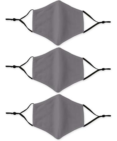 Weddingstar 3 Pack Washable Cloth Face Mask Reusable and Adjustable with Filter Pocket 3 count (Pack of 1) Grey - Buy Online on GoSupps.com