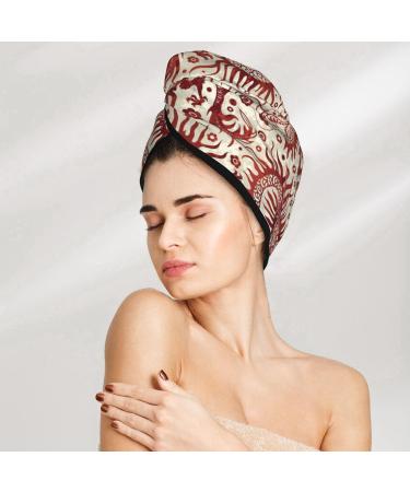 Quick-Dry Hair Towel Wrap with Button - Turbo Drying Towel Turban for Effortless Hair Care (Dragons1 - Buy Online on GoSupps.com