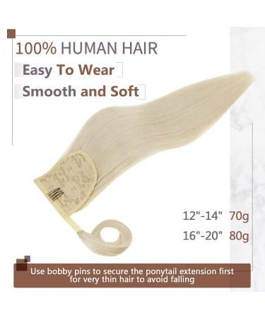 Runatur Real Hair Ponytail Extensions - Blonde 50cm 80g Straight Braid #60 - Premium Quality Human Hair - Buy Online on GoSupps.com