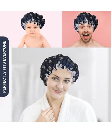 SARG Premium Double Layer Shower Cap for Women | Unique Flower Design | Reusable & Waterproof | Ideal for Long, Short, and Curly Hair - Blue - Buy Online on GoSupps.com