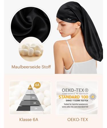 Lilysilk 100% Silk Mulberry Hair Hood - 19 Momme Sleeping Cap for Curly Hair - Black Night Hat for Women - Buy Online on GoSupps.com