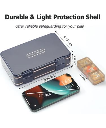 7-Day Pill Organizer - 3 Times a Day | Travel-Friendly Double-Sided Pill Case with 8 Compartments for Vitamins & Medications - Blue - Buy Online on GoSupps.com
