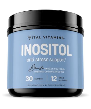 Vital Vitamins Premium Inositol Powder Supplement - to Help Promote Relaxation, Restful Sleep, Liver Support - Non-GMO, Gluten-Free - 30 Servings